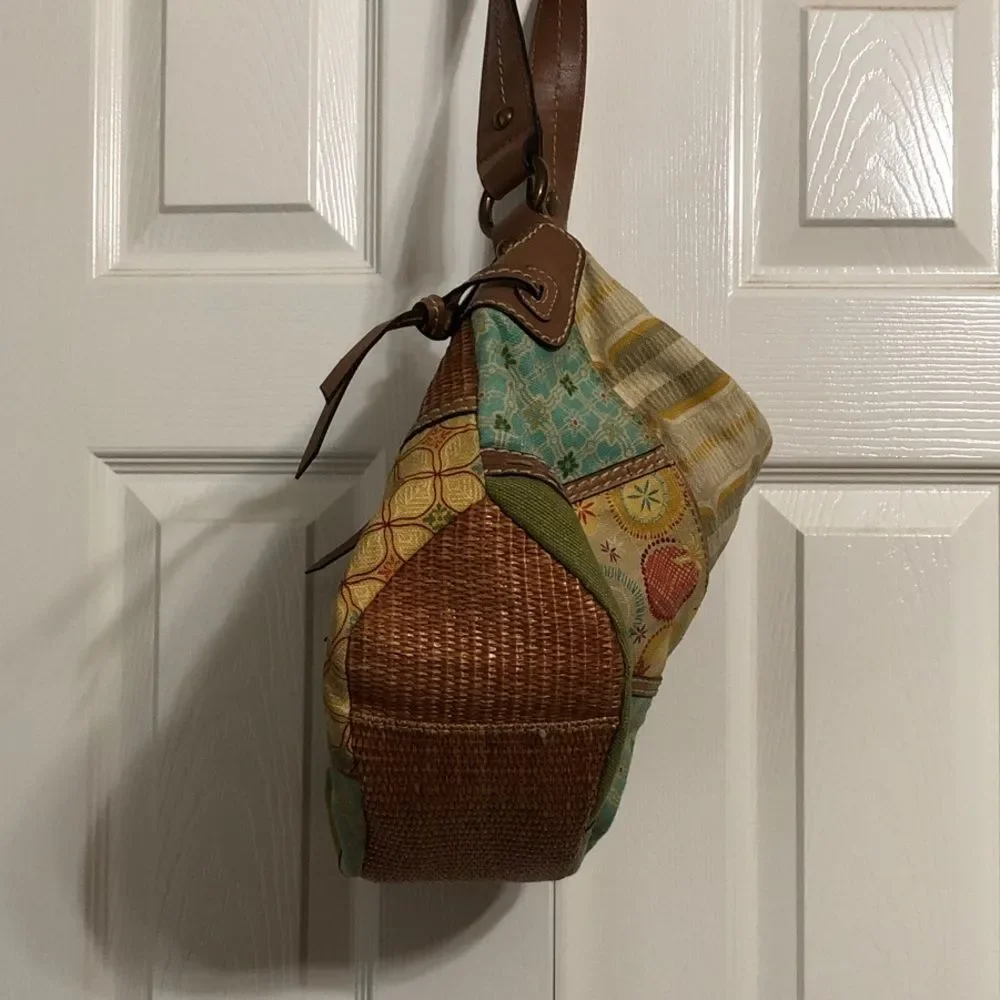 Fossil Purse Patchwork Basket Weave Shoulder Bag